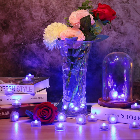 Blue Submersible LED Light Set Tiny But Mighty Battery Powered Flameless Lights With Up To 100 Hours Of Continuous Brightness