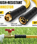 50 Ft Five Eighth Inch Heavy Duty Built To Last Garden Hose With Nozzle Flexible Lightweight Kink Resistant Hybrid Hose With Swivel Handle Durable Anti Burst Outer Layer High Pressure Ready Includes Male To Female Fittings, brass connectors