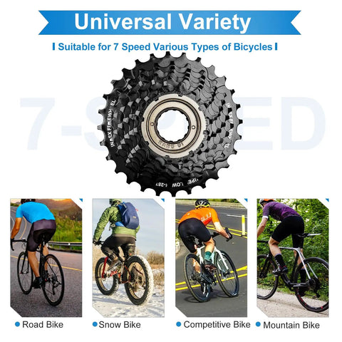 Image of 7 Speed Freewheel 14-28T Screw-On For Mountain And Folding Bikes Tourney Comparable on diverse bikes