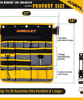 Wall Mounted Tool Organizer With Multiple Pockets For Track Rail Systems Heavy Duty Hanging Tool Holder For Trailers Trucks Vans And Warehouses Durable Steel Construction Keeps Tools Neatly Accessible In Any Job Site, 21x18 in