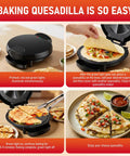 Super Cool 11 Inch Electric Quesadilla Maker With Extra Stuffing Latch Non Stick Plates Makes Easy Sliced Six Wedges preparing quesadillas.