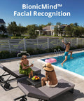 4K Outdoor Wireless Security Camera Kit With Solar Panel, AI Face Recognition capturing family by pool, weatherproof use