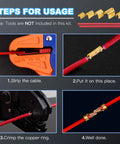 Steps for using U Shape Copper Wire Crimp Terminal Kit, 525 Piece Non Insulated All In One Assortment With Open Barrel
