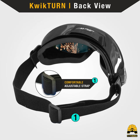 Back view of PIT VIPER Shade 5 Welding Goggles with anti fog anti scratch lenses showing adjustable strap