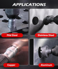 Heavy Duty Tungsten Carbide Hole Saw Kit With Pilot Bits And Hex Key, Seven Eighths To Two Inches, for cutting metal applications