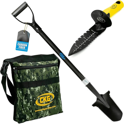 Carbon Steel Metal Detecting Shovel Set With Spade And Hand Digging Tool Pouch Bag Lightweight Durable Treasure Hunting Gear
