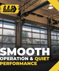 Commercial Grade Garage Door Torsion Spring Replacement 0.331 By 3-3/4 By 54 Inches Right Hand Heavy Duty Steel Coil in a garage setting.