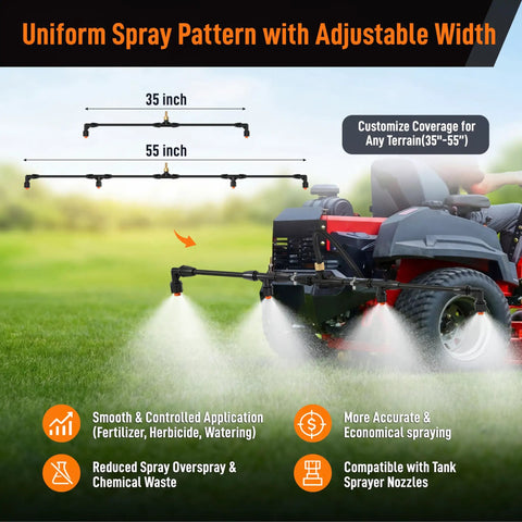Wide Coverage Boom Sprayer Wand With Four Nozzles For Lawn Big Yard And Farm Use Brass Fittings ATV UTV Tow Behind Sprayer Kit