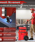 Milwaukee Packout Compatible 360 Degree Dual Front Wheels Upgraded For Rolling Toolboxes ergonomic design shown in use