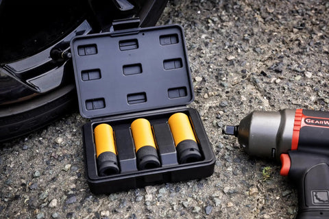 Half Inch Drive Tough As Nails Wheel Protector Impact Socket Set With Thin Wall Design And Protective Outer Sheath in case