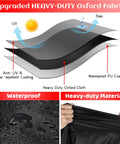 Diagram showing layers of fabric in 52 Inch Heavy Duty Grill Cover, with UV, waterproof, and heavy-duty features highlighted.