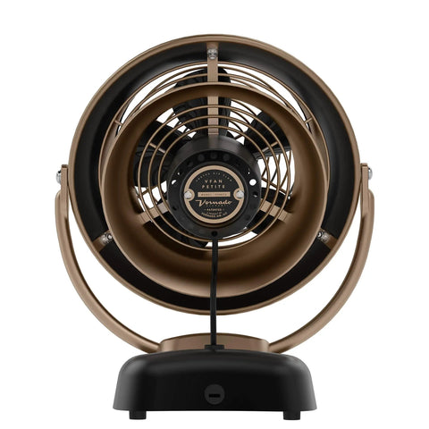 Rear view of Retro Metal Desk Fan With Adjustable Tilt Head, 12 Inch Compact Personal Air Circulator, 3 Speed Vintage Style Gunmetal Finish