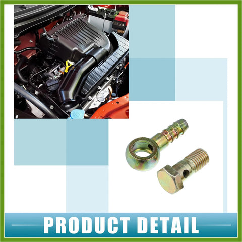 Engine with banjo bolt kit and hose barb fittings for brake lines, showing durable metal construction, M12x1.5, 10mm.
