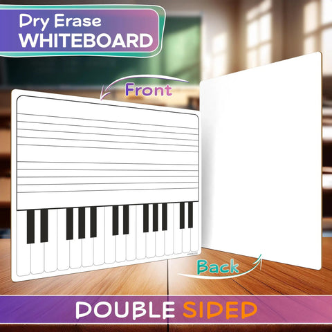 11 By 14 Inch Keyboard Practice Dry Erase Lapboard Double Sided Music Staff Whiteboard for Kids Students Musicians