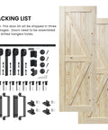 Unfinished 30x84 Inch Double Barn Door With 10ft Sliding Hardware Kit Included, Solid Spruce Wood, Easy Assembly, Rustic Style