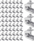 Built Tough Heavy Duty Steel Beam Clamps 100 Pack Zinc Plated C Clip Fasteners in a grid for conduit and pipe support.