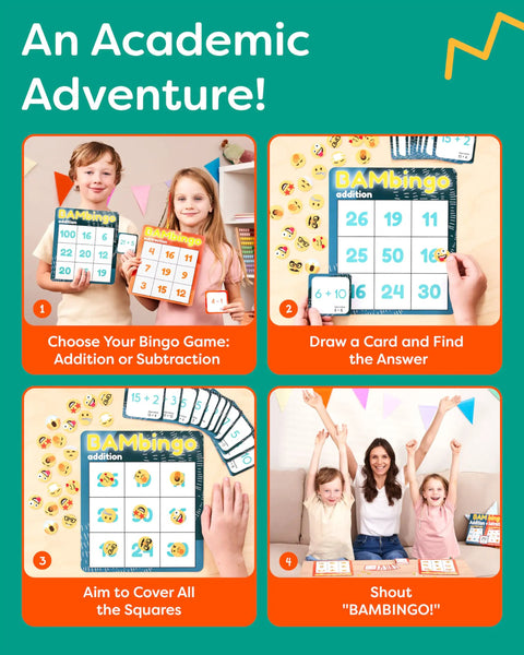 Addition And Subtraction Math Bingo Game For 1st Through 3rd Grade Kids Classroom Or Homeschool Learning 2 In 1 Flash Cards And Bingo Fun
