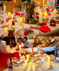 Waterproof Flameless LED Pillar Candles Set Of 24 In 3 Heights With Remote Controls And Timers for festive dinner tabletop decor