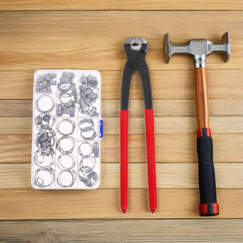 Kick Your Plumbing Game Up With This Heavy Duty Single And Double Ear Hose Clamp Tool Kit Ranging From 6mm To 23.5mm For A Tight Leak Free Grip On Any Pipe Or Hose Job Without The Hassle.