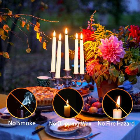 8 Piece Flameless Taper Candles With Two Remotes And Timer Eight Inch 3D Wick Floating Flicker Led Window Candles Battery Operated