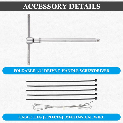 Foldable T-handle screwdriver and cable ties from Motocross Tool Kit For Japanese Motorcycles 25 Piece Set.