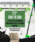 Hands Free Dumpster Lid Prop 3 Pack Skip The Stink And Keep Your Trash And Recycling Bins Sanitary With Zero Grip Hassle For Plastic Lids, showing 3'5" clearance for propping.