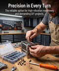 Man using 1600Pcs Metric Socket Head Cap Screws Set With Hex Allen Drive In High Strength Carbon Steel Black Finish on machinery