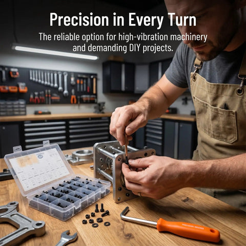 Man using 1600Pcs Metric Socket Head Cap Screws Set With Hex Allen Drive In High Strength Carbon Steel Black Finish on machinery