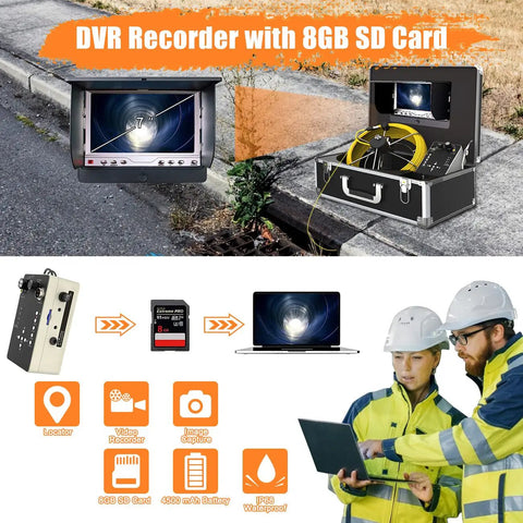 Badass Sewer Camera With Locator And 512Hz Sonde Transceiver, IP68 Waterproof Pipe Inspection Tool Featuring 7 Inch LCD Screen.