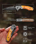 Damascus Pocket Knife 76-Layer Blade VG-10 Core Folding Knife For Camping And Outdoor Adventures closed in hand view