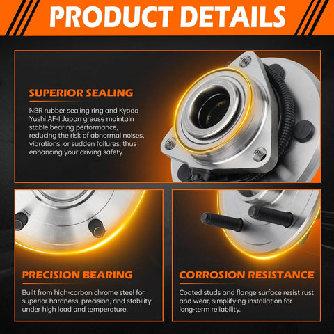 Product details of Front Wheel Bearing And Hub Assembly For Ram 1500 2012 2018 And Ram 1500 Classic 2019 2022 With 5 Lug ABS Sensor Included