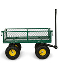 Heavy Duty Garden Cart 400 Lb Utility Wagon With Removable Mesh Sides And Flatbed Conversion Powder Coated Steel Bed Pneumatic Tires