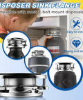Heavy Duty Twist Lock Garbage Disposal Flange Kit Designed For Hassle Free Kitchen Sink Drain Replacement Plus Super Breezy Home Upgrade With Sleek Silver Finish installed under sink.