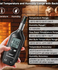 Two In One Digital Psychrometer Thermometer Hygrometer With Backlight For Humidity Temperature Wet Bulb And Dew Point Monitoring Real Time Air Moisture Reader handheld digital meter in hand