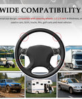 Steering wheel with Black 8 Ball Steering Wheel Knob Spinner, compatible with cars, SUVs, trucks, RVs, and golf carts.