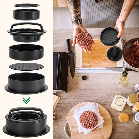 Man using 3 In 1 Nonstick Burger Press For Stuffed Patties, Sliders And Regular Burgers, Detachable Indent Press For Filling