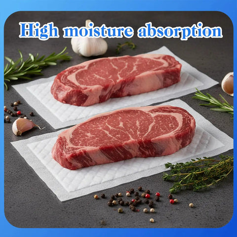 100 Piece Meat Absorbent Pads 4x7 Inch White Food Grade Soaker Pads For Meat And Fish Packaging Locks In Juices And Wetness Keeps Meat