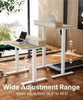 Compact Electric Standing Desk With Two Drawers 32x21 Inch Workstation C Clamp Mount, two height positions, light walnut finish