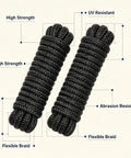 Beefy 3/8 Inch Dock Lines 2 Pack Marine Grade Nylon Rope Double Braided for Boat Mooring and Docking with Loop UV Resistant