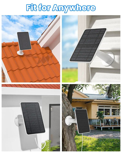 5W Solar Panel Charger For Arlo Essential 2K Outdoor, Essential XL 2nd Gen, And Essential Spotlight Cameras, wall mounted