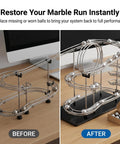 Before and after using Replacement Steel Balls For Marble Runs And Gravity Rails For STEM Coaster Kits, showing smooth operation.