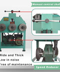 Jaryannix Heavy Duty Electric Pipe Bender For Stainless Steel Tube Roller Bending Machine W/ Nine Round And Eight Square Die Sets 1.5kw 110v Power Unit close-up of manual control shaft and motor components.