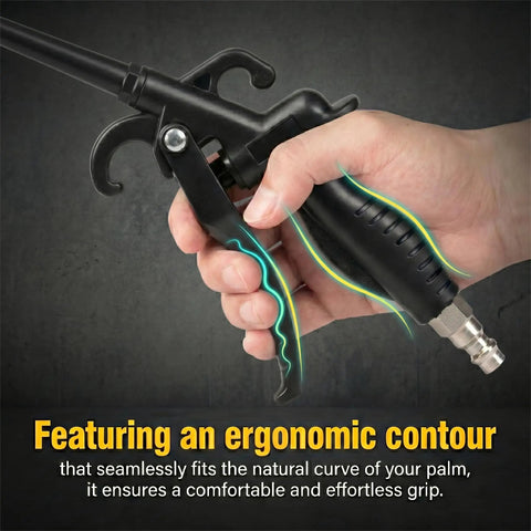 Heavy Duty High Flow Air Blow Gun With Angled Bent Nozzle ergonomic handle design ensuring a comfortable grip during use.