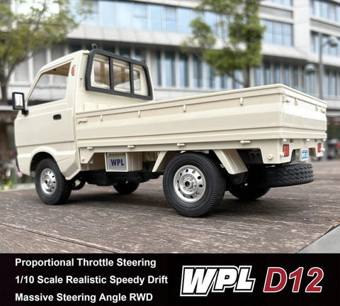 Side view of WPL D12 RC Car One To Ten Scale Drift Ready To Run Off Road Crawler With Two Point Four GHz Proportional Throttle Steering