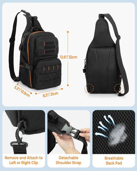 Heavy Duty Hvac Tool Bag And Electrician Chest Pouch With Heavily Reinforced Stitching And Compact Polyester Frame, size 12.6x8.3x5.3 inches.