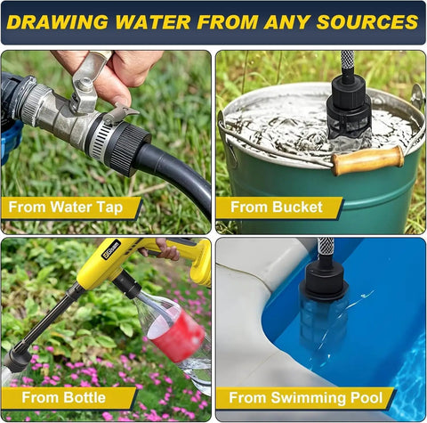 Wreck The Grime On Your Ride Or Yard With This Cordless Portable Pressure Washer Featuring Brushless Motor Dual Batteries Quick Charge Six Spray Tips Long Hose Carry Case Blasts Dirt Effortlessly Smooth drawing water from various sources like buckets and pools.