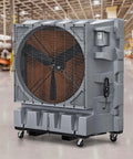 48 Inch Diameter Portable Evaporative Cooler With Direct Drive Motor And Wireless Remote Lcd Display Panel Built In Timer heavy duty design on wheels