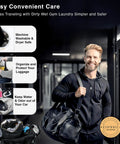 Man holding Antimicrobial Wet Gym Clothes Bag With Silver Ion Odor Control Waterproof And Stain Resistant Duffle