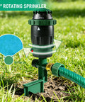 Gear Driven Sprinkler For Yard With 5 Pattern Rotary Coverage 360 Degree Sprinkler Head Spike Base Heavy Duty Lawn Irrigation