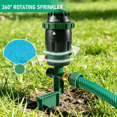 Gear Driven Sprinkler For Yard With 5 Pattern Rotary Coverage 360 Degree Sprinkler Head Spike Base Heavy Duty Lawn Irrigation